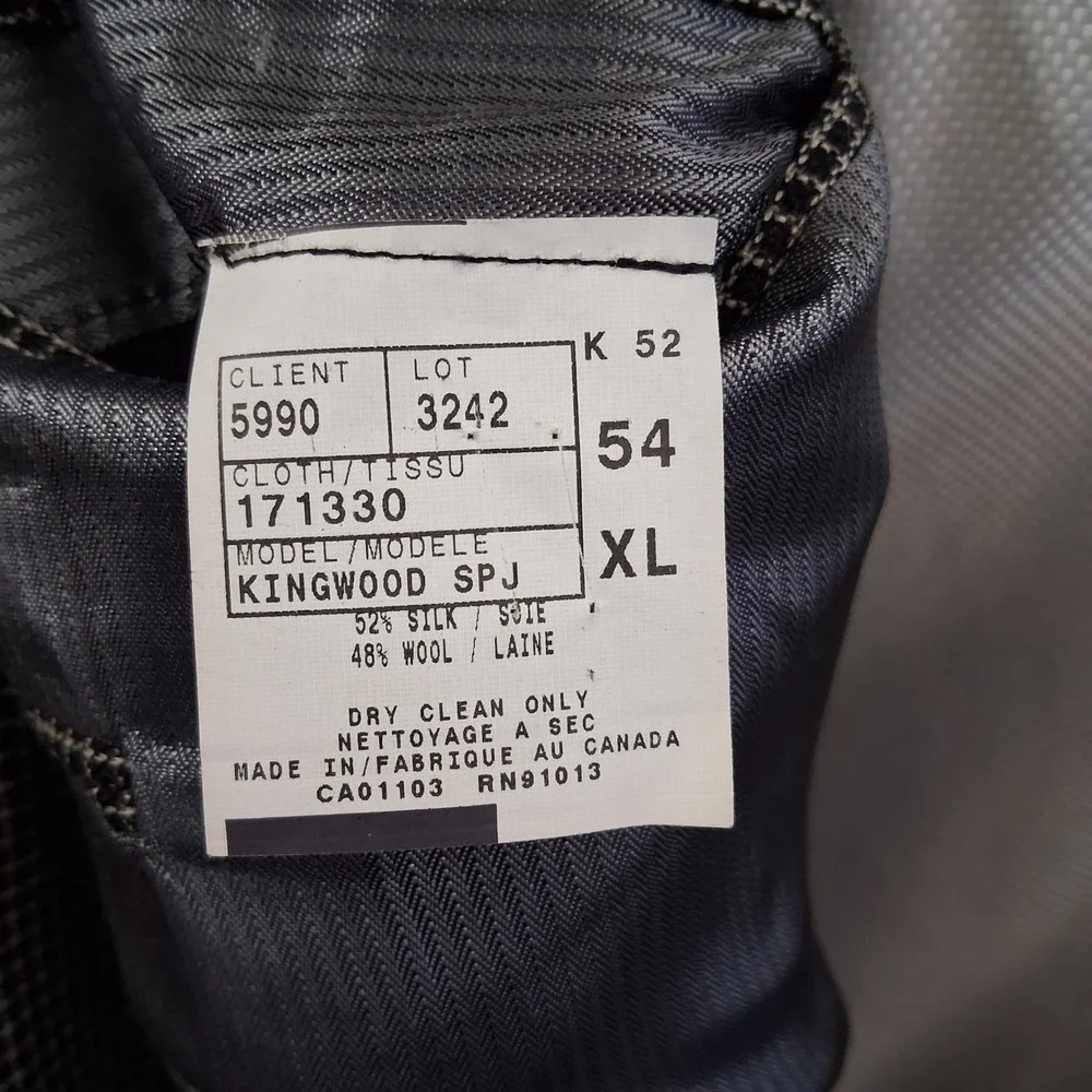 Jack Victor Mens Blazer 54 XL Gray Micro Check Silk Wool Kingwood SPJ